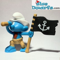 Pirate Smurf with pirate flag - Mc Donalds figurine (2018 / +/- 7 cm)