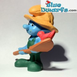 Gardener Smurf with shovel and bird - Figurine - Mc Donalds Happy Meal - 2011 - 8cm