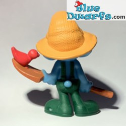 Gardener Smurf with shovel and bird - Figurine - Mc Donalds Happy Meal - 2011 - 8cm