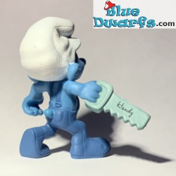 Handy smurf with saw and without timber - Movie Figurine toy - Mc Donalds Happy Meal - 2011 - 8cm
