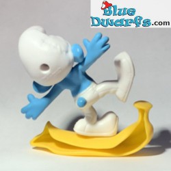 Clumsy smurf with banana - Movie Figurine toy - Mc Donalds Happy Meal - 2013 - 8cm