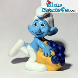 Smurf with bag of smurfberries - Figurine - Mc Donalds Happy Meal - 2011 - 8cm