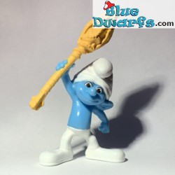 Clumsy smurf with yellow stick - Figurine - Mc Donalds Happy Meal - 2011 - 8cm