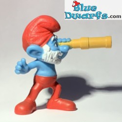 Papa smurf with binoculars - Figurine - Mc Donalds Happy Meal - 2011 - 8cm