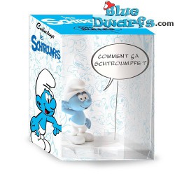 Zwaaiende Smurf met tekstballon "Hoe smurft het?" - kunstharsfiguur - Plastoy - 20 cm