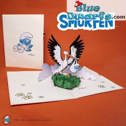 Pop Up Card Hartensteler - Baby smurf with stork (150 × 200 mm)