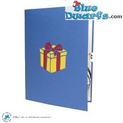 Pop Up Card: Jokey Smurf with with present (150 × 200 mm)