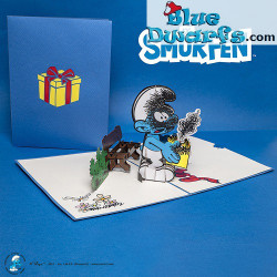 3D Pop Up Card - Farceur Schtroumpf avec cadeau - 150 × 200 mm