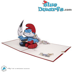 3D Pop up card -  Papa Pitufo escribiendo - 150 × 200 mm