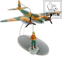 Kampfflugzeug mit Pjotr Klap aus "Kohle an Bord"Statuette Tim und Struppi: Moulinsart (+/- 13 x 15 x 9 cm)
