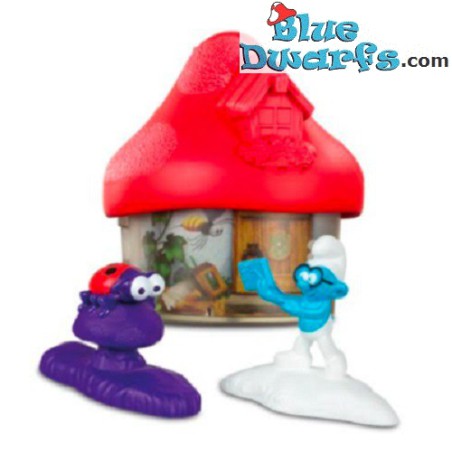 Red Cottage Smurf - Brainy smurf and Snappy - Happy Meal - 2017 - 10 cm