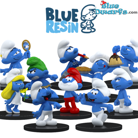 Blue Resin 2021 - I puffi - resina - 10 figurinas / Statuea puffi - 11 cm