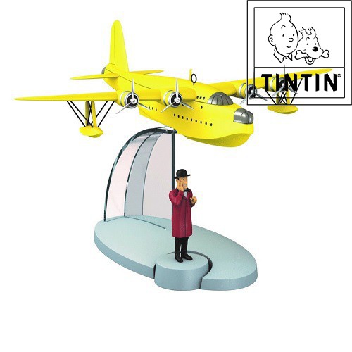1x Statuette L'avion jaune de Nestor Tintin: Moulinsart (+/- 13 x 15 x 9 cm)