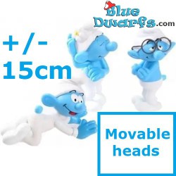 3 x smurf figurine  - Plastic -  (movable heads, +/- 15 cm)