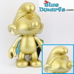 Plastic movable smurf  - matt gold - Global Smurfday Smurf - 20 cm