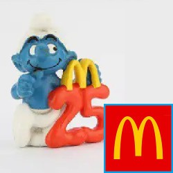 25 jarig jubileum Smurf reclamesmurf (Mc Donalds, 1996) - Schleich - 5,5cm