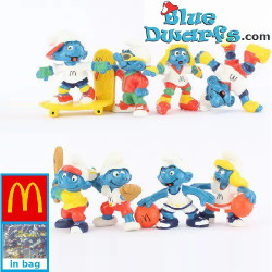 Mc Donalds 8 Set Sportsmurfen- 1998 - Alle in zakje- 1998 - Reclamesmurfen - Schleich - 5,5cm