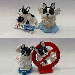 4 x Figuras de perro / Bulldog Francés (+/- 7cm Bullyland)