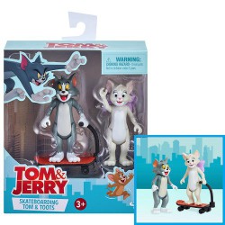 2x Tom & Jerry speelset aan het skateboarden (+/- 6,5cm)