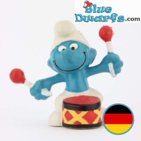 20009: Drummer Smurf  - W.Germany -  (red drumsticks) - Schleich - 5,5cm