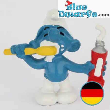 20064: Pitufo lavándose los dientes (W. Germany)  - Pasta de dientes: Larga -  - Schleich - 5,5cm