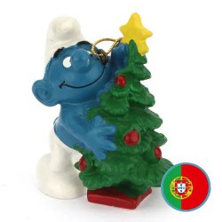 51901: Pitufo de Navidad con árbol  - Portugal -  Schleich - 5,5cm