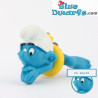 20025: Zwemmende Smurf/ Gele band + zwart ventiel + mond onzichtbaar + nieuw model - Schleich - 5,5cm
