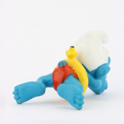 20025: Swimming Smurf/ Yellow tube + black spot + unvisible mouth+ newer model - Schleich - 5,5cm
