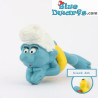 20025: Zwemmende Smurf - Gele band  zwart ventiel  mond zichtbaar  oud model - Schleich - 5,5cm