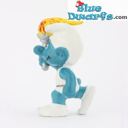 20030: Telethon Fakkeldrager Smurf  - Belgisch Olympisch logo -  - Schleich - 5,5cm
