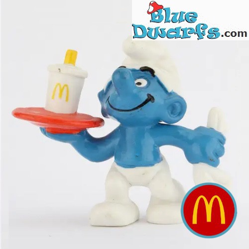 Smurfs 20162 Waiter Smurf McDonalds 1996 Figure Vintage PVC Original Toy Promo