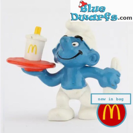 20162: Puffo cameriere  - Mc Donalds - Happy Meal - 1996 - Schleich - 5,5cm