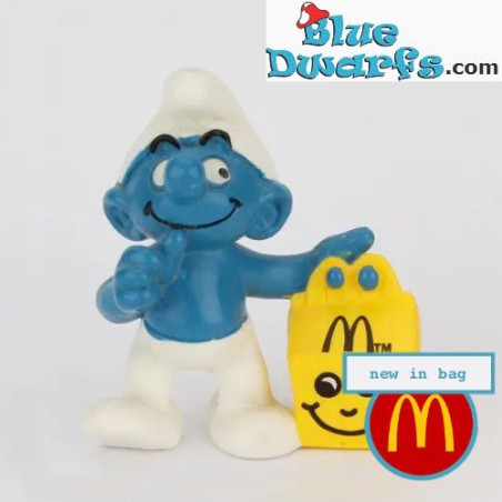 Smurf met Happy Meal box (Mc Donalds) - Schleich - 5,5cm