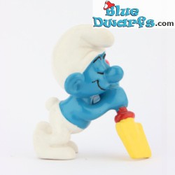 20043: Digger Smurf (Big mould) PAINTING ERROR/ WHITE TAIL - Schleich - 5,5cm