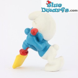 20043: Digger Smurf (Big mould) PAINTING ERROR/ WHITE TAIL - Schleich - 5,5cm