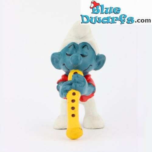 20048: Flautist Smurf - long yellow Flute - Schleich - 5,5cm