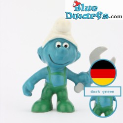 20012: Monteur smurf (knutselsmurf) -  Donkergroen outfit  - W. Germany - Schleich - 5,5cm