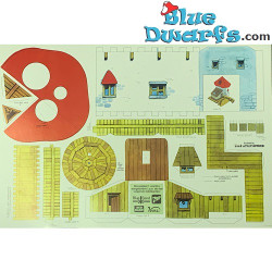 Villaggio di Cartone con Mulino ad Acqua dei Puffi - Kit Fai-da-te - 1984 - 60 x 40 cm