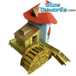Villaggio di Cartone con Mulino ad Acqua dei Puffi - Kit Fai-da-te - 1984 - 60 x 40 cm