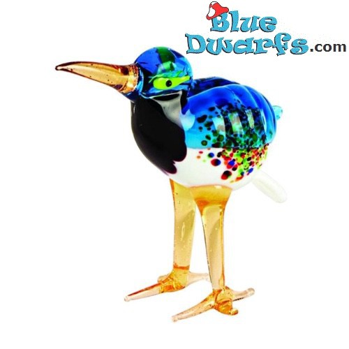 Glass figurine: Kiwi blue bird (+/- 7 x 7 cm)