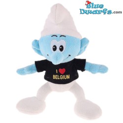 Smurfen: I Love Belgium zwart outfit - Smurfen knuffel - 20cm