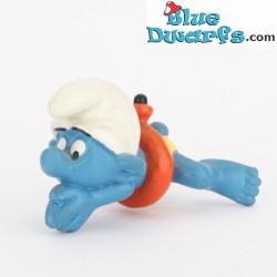 20025: Swimming Smurf - red tube with black dot - Schleich - 5,5cm