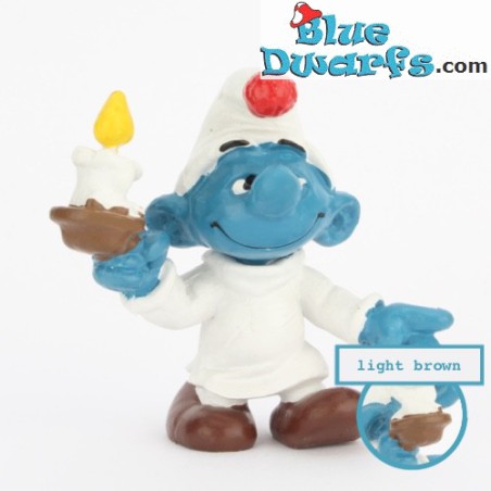 20060: Candle Smurf (light brown)  - W. Germany -  - Schleich - 5,5cm