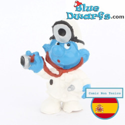 20037: Puffo Dottore - stetoscopio rosso e luce nera - Version CNT - 5,5cm
