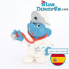 2.0037: Pitufo doctor - estetoscopio rojo y luz gris - Versión CNT - 5,5cm