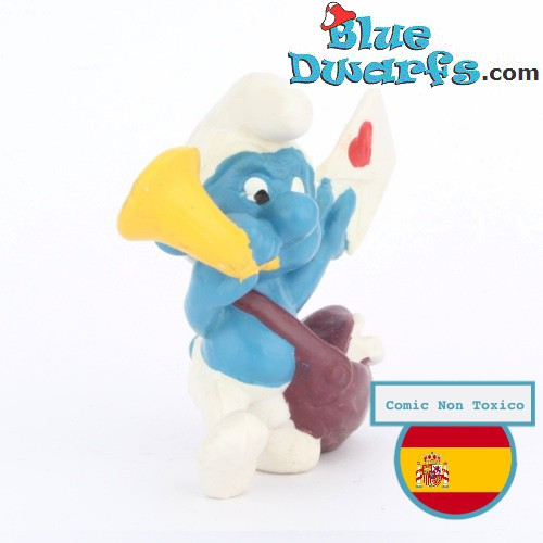 20031: Schlumpf Briefträger - braune Tasche und gelbe Trompete - CNT Version - 5,5 cm