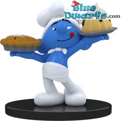 Puffo Golosone con crostata e torta - Blue Resin 2024 - resina - serie 1 - statuea puffi - 11 cm