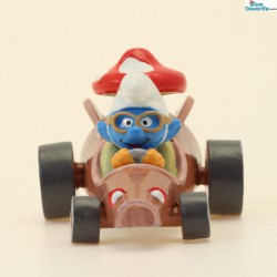 Pixi origine Traffic rules II (2022): Smurf in mushroom race car - Metal figurine - 7 cm - 2022