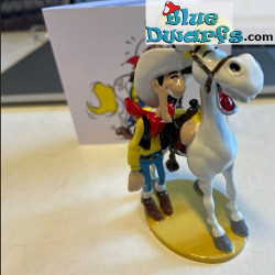 Lucky Luke laughing next to Jolly Jumper – 9 cm – Pixi metal figurine – 2021