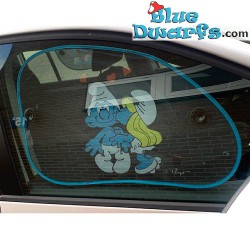 Side car sunshades smurfs - Kissing smurfette - 2 pieces - 64x42cm
